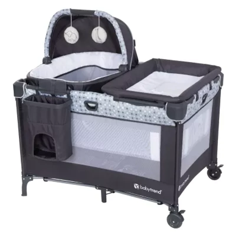 Nursery Den Playard with Rocking Snooze Pod, Flip Over Changer - Pebblestone Grey
