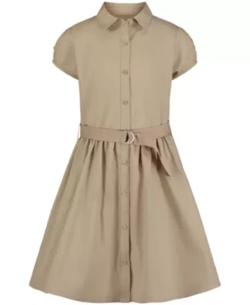 Girls 7-16 Short Sleeve Belted Shirtdress