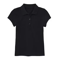 Girl's 3-Button Short Sleeve Stretch Pique Polo Shirts School Uniform