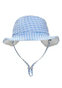 Snapper Rock Seaside Gingham Reversible Bucket Hat