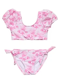 Snapper Rock Pink Lagoon Puff Sleeve Bikini