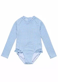 Snapper Rock Seaside Gingham Leg Frill Surf Suit