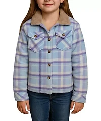 GIRLS FLEECE BUTTON SHERPA SHIRT JACKET