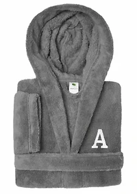 Boys 5-12 Grey Personalized Hooded Bathrobe