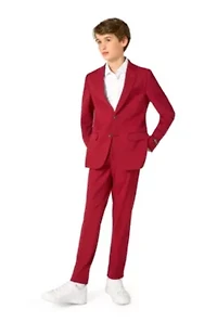 OppoSuits Daily Teen Boys Suit - Casual Kids Two-Piece Wedding & Easter Outfit Bright Burgundy