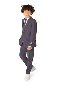 OppoSuits Boys Charcool Solid Color Suit - School And Wedding Party Outfit Charcoal Black