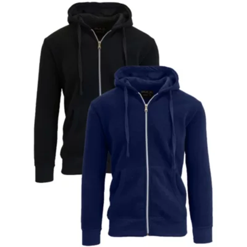 Boy's Slim Fit Fleece Lined Zip Up Hoodie-2 Pack