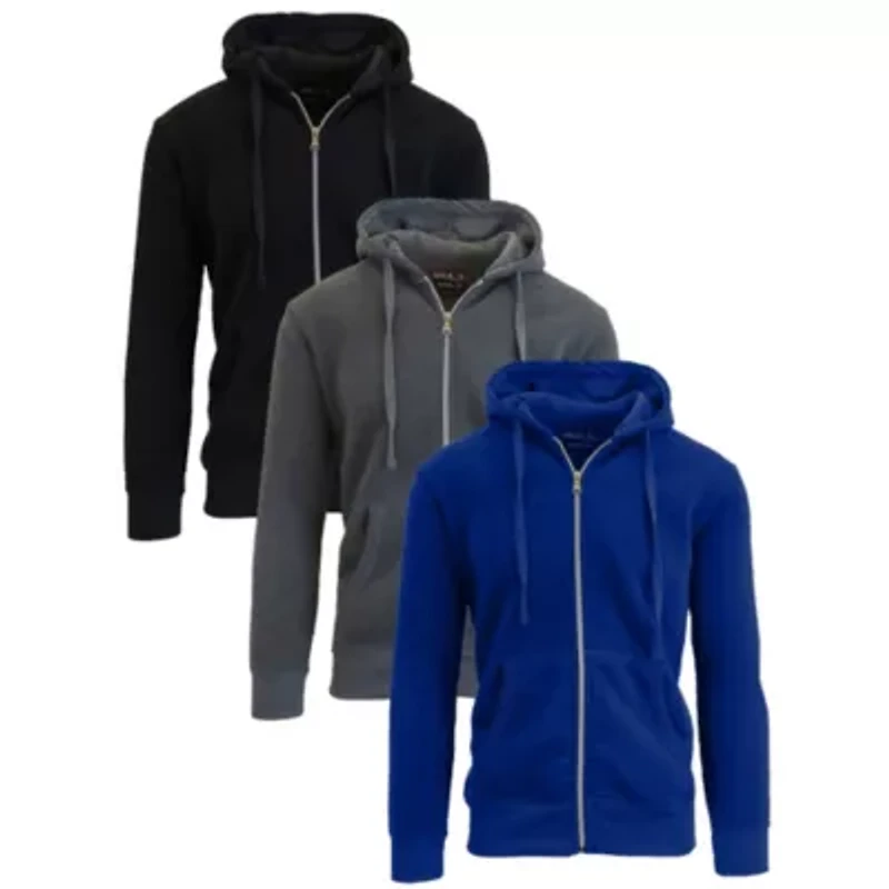 Galaxy By Harvic Boy's Slim Fit Fleece Lined Zip Up Hoodie-3 Pack