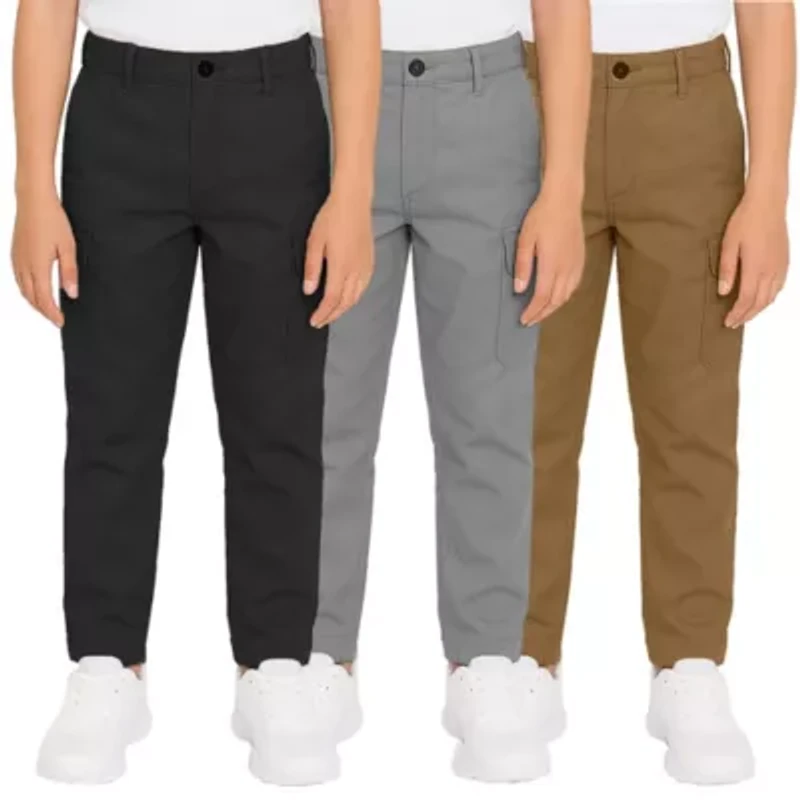 Boy's Super Stretch Cotton Cargo Pants - 3-Pack