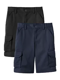 2-Pack Boys Stretch Cotton Cargo Shorts