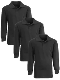 Galaxy Authentic Boy's Slim Fit  Long Sleeve Polo Shirts-3 Pack