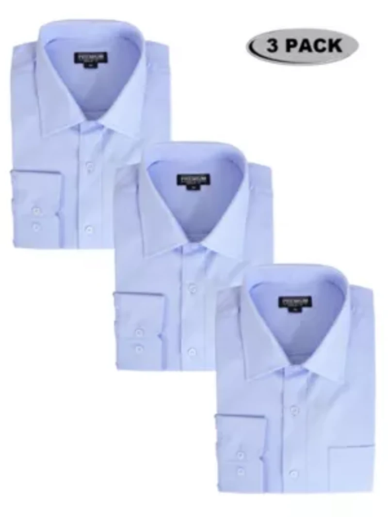 Galaxy Authentic Boy’s Long Sleeve Button Down Dress Shirt-3 Pack