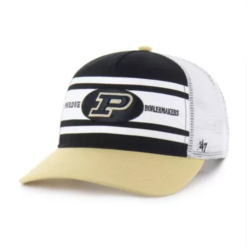 NCAA Black/Gold Purdue Boilermakers Super Stripe Hitch Adjustable Trucker Hat