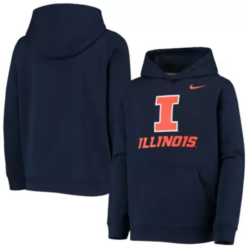 NCAA Nike Illinois Fighting Illini Stadium Club Fleece Pullover Hoodie