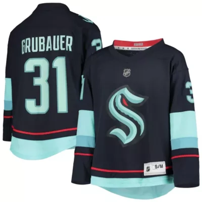 NHL Philipp Grubauer Deep Sea Seattle Kraken Home Replica Player Jersey