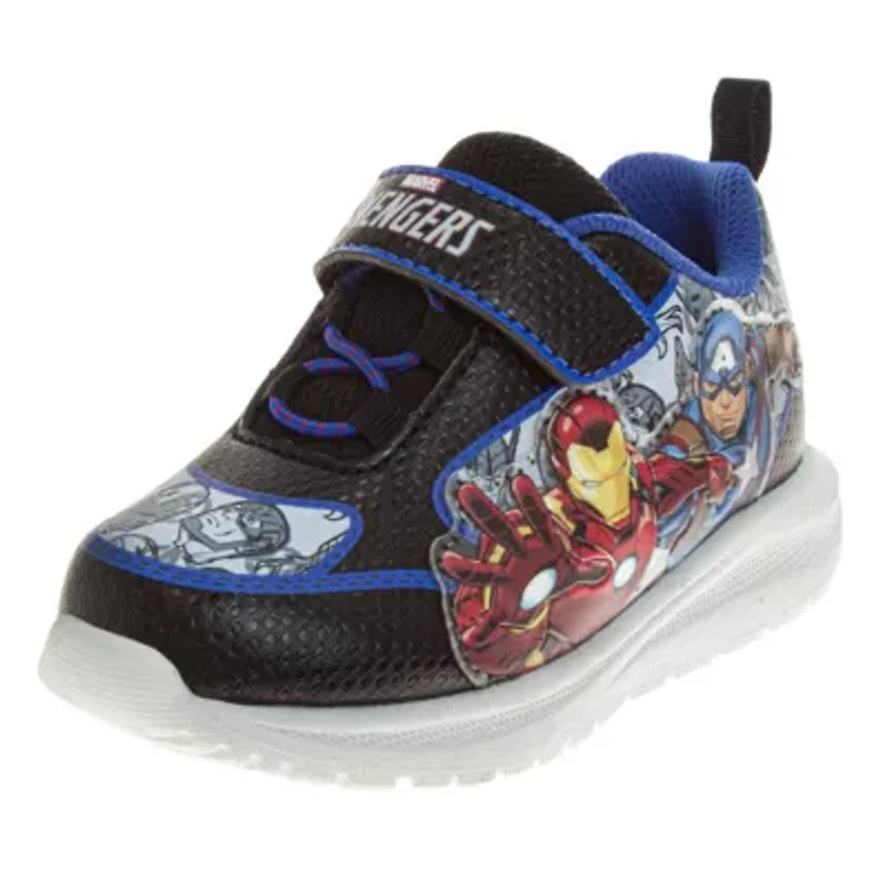 Marvel Avengers, Iron Man, Captain America Boys' Light Up Sneakers. (Toddler/Little Kids)