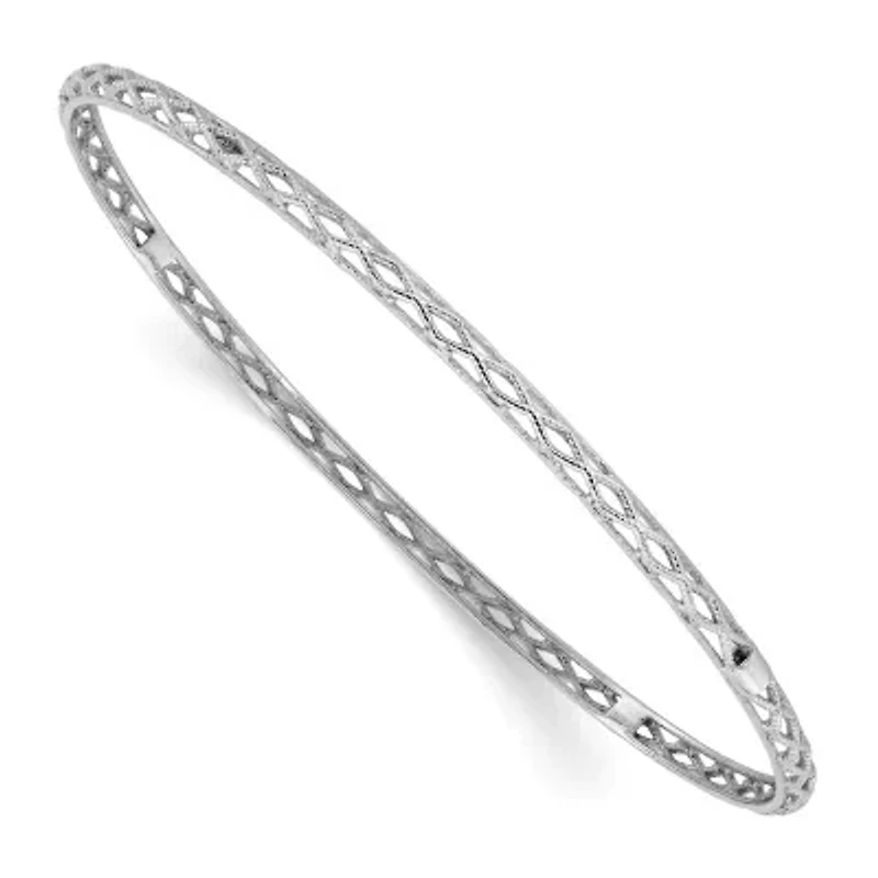 14K Gold Polished and Textured Slip-on Bangle