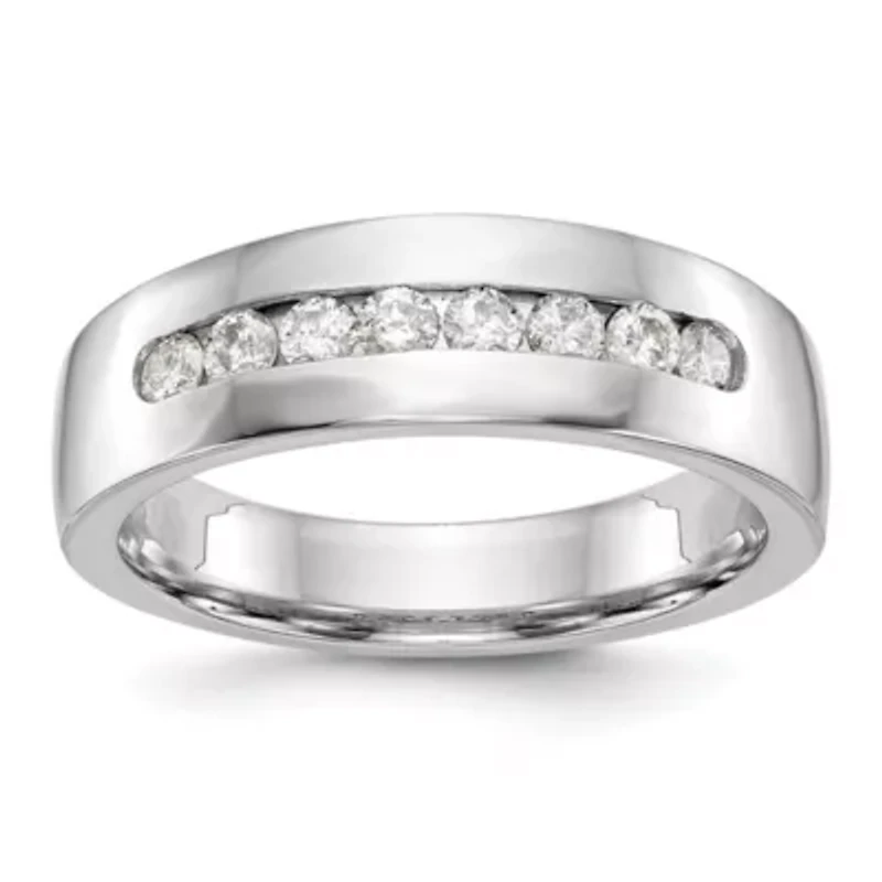 Lab Created 1/2 ct. t.w. Grown Diamond Men's Band 14K White Gold