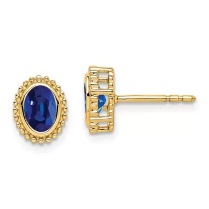 1/2 ct. t.w. Sapphire Post Earrings in 14K Gold