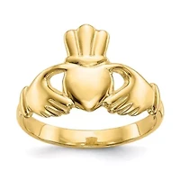 14K Yellow Gold Polished Claddagh Ring