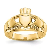14K Yellow Gold Polished Ladies Claddagh Ring