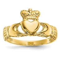 14K Yellow Gold Polished Claddagh Ring