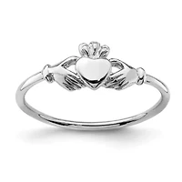 Sterling Silver Rhodium-plated Claddagh Ring