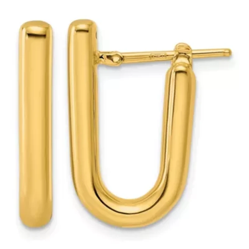 14K Yellow Gold Polished 3.5mm U-Shape Hoop Earrings