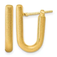 14K Yellow Gold Polished and Satin 3.5mm U-Shape Hoop Earrings