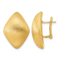14K Yellow Gold Polished and Satin Puffed Kite Omega Back Earrings