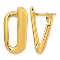14K Yellow Gold Polished Offset Oval Hoop Earrings