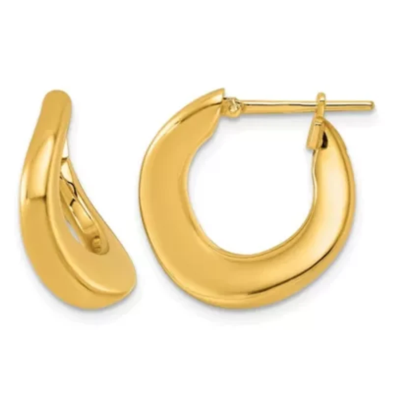 14K Yellow Gold Polished Round Twist Hoop Earrings