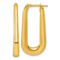 14K Yellow Gold Polished Tapered Oval Hoop Earrings