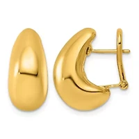 14K Yellow Gold Polished Tapered Teardrop Omega Back Earrings