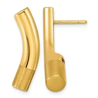 14K Yellow Gold Polished and Satin Post Dangle Earrings