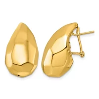 14K Yellow Gold Faceted Teardrop Omega Back Earrings