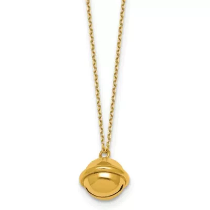 14K Yellow Gold Polished Bell 16-inch with 2-inch Ext. Necklace