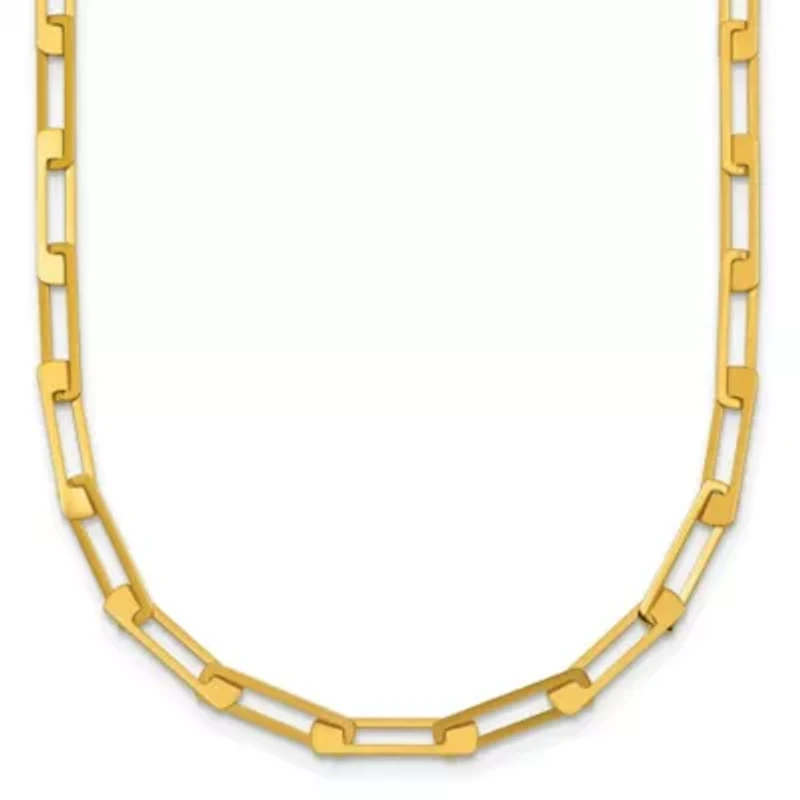 14K Yellow Gold Polished Rectangle Link 16-inch with 2-inch Ext. Necklace