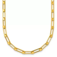 14K Yellow Gold Polished Rectangle Link 16-inch with 2-inch Ext. Necklace