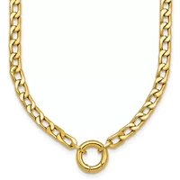 14K Yellow Gold Polished Push Clasp Pendant Flat Curb Link 18-inch Necklace
