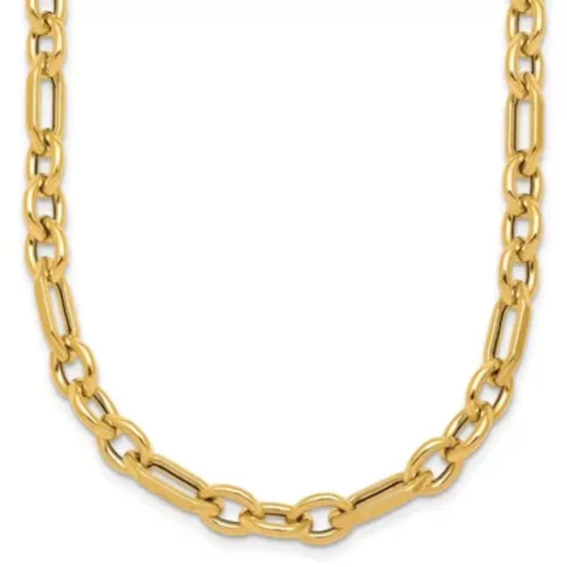 14K Yellow Gold Polished Geometric Mixed Link 18-inch with 0.75-inch Ext. Necklace