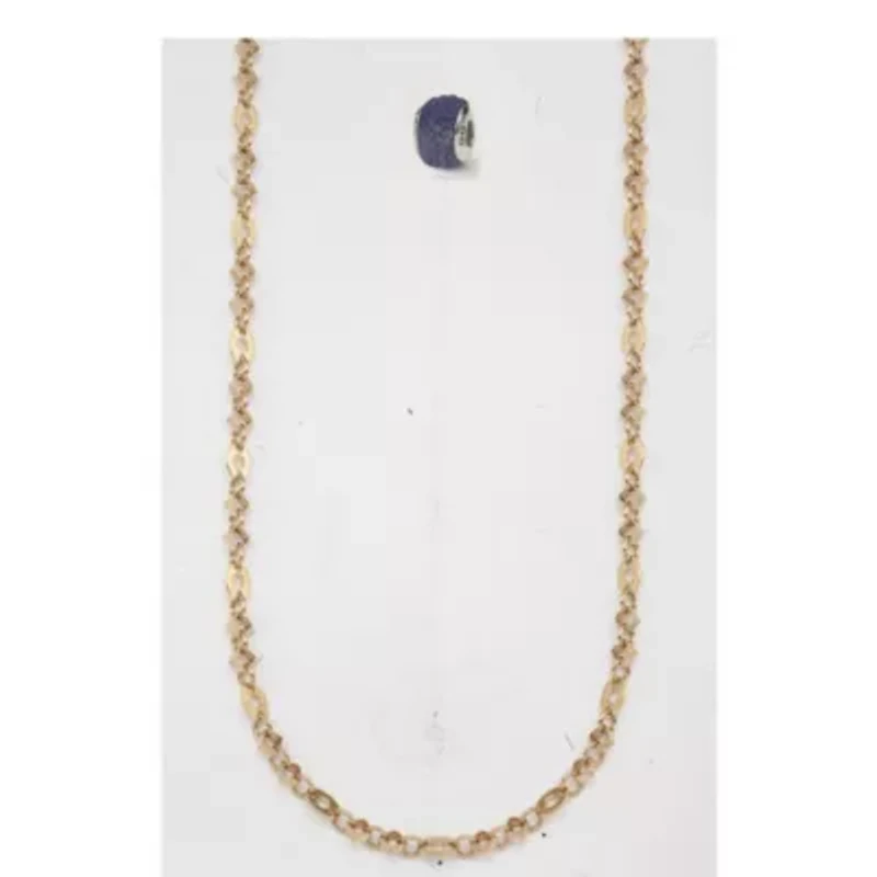14K Yellow Gold Polished Mixed Geometric Link 18-inch Necklace