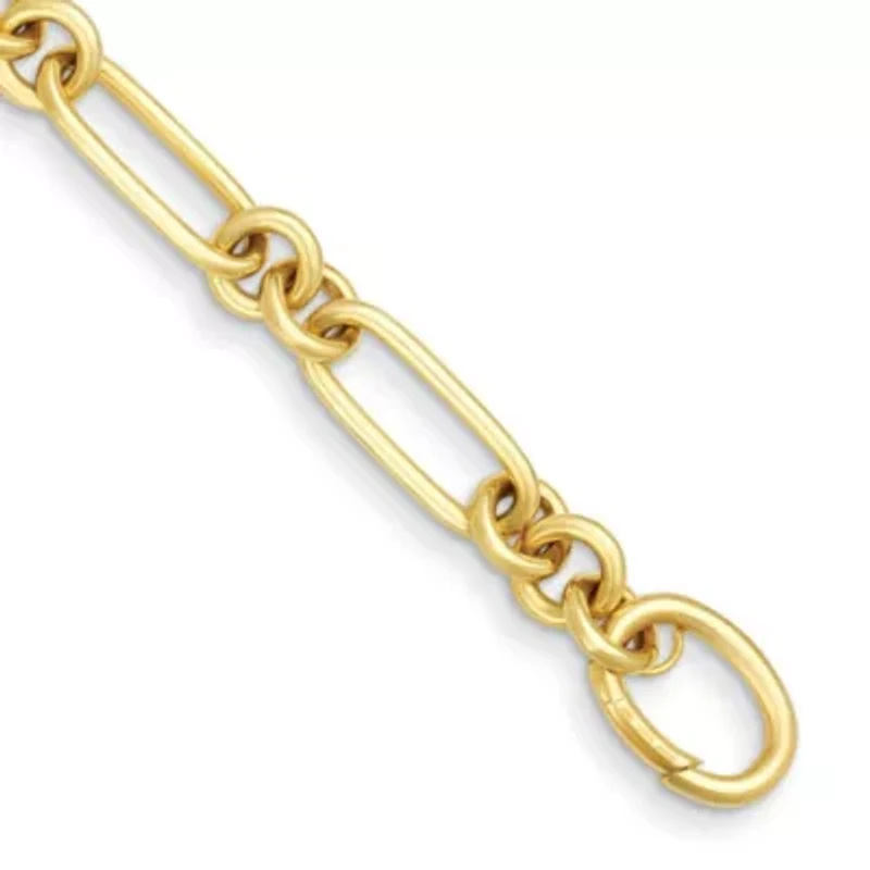 14K Yellow Gold 10mm Round and Oval Shape 8.25 Inch Bracelet
