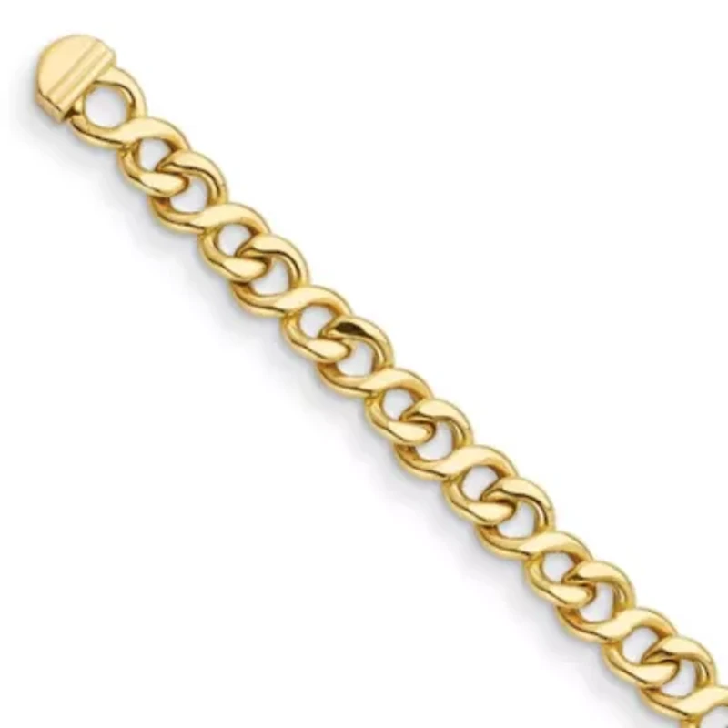 14K Yellow Gold 8.5mm Curb Link 8 Inch Bracelet