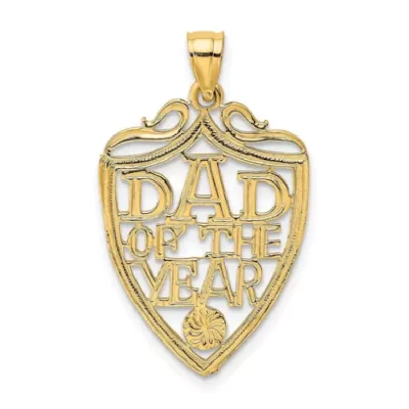14K Yellow Gold DAD OF THE YEAR PLAQUE Charm