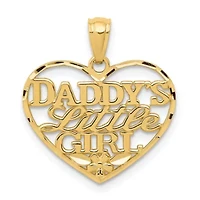14K Yellow Gold Diamond-cut DADDYS LITTLE GIRL Heart Pendant