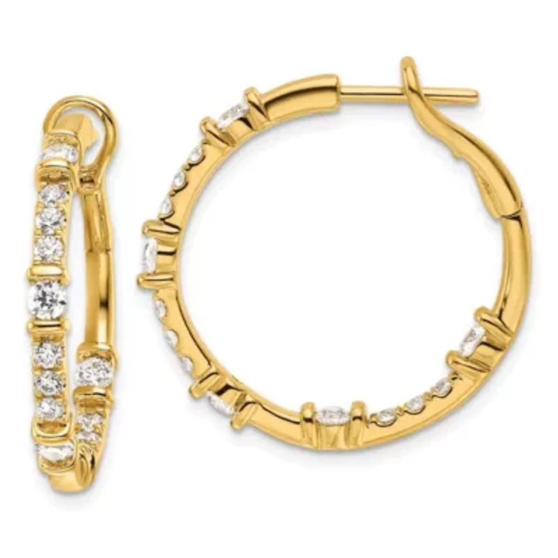 Lab Created 1.512 ct. t.w. Diamond Hoop Earrings in 14K Yellow Gold