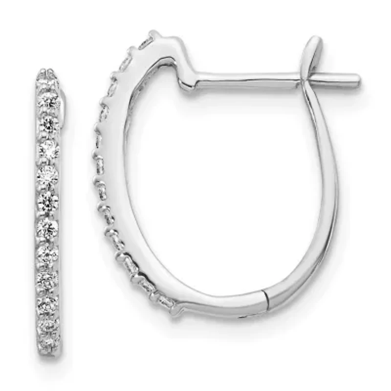 Lab Created 1/5 ct. t.w. Lab Grown Diamond 1.3mm Hinged Hoop Earrings in 14K White Gold