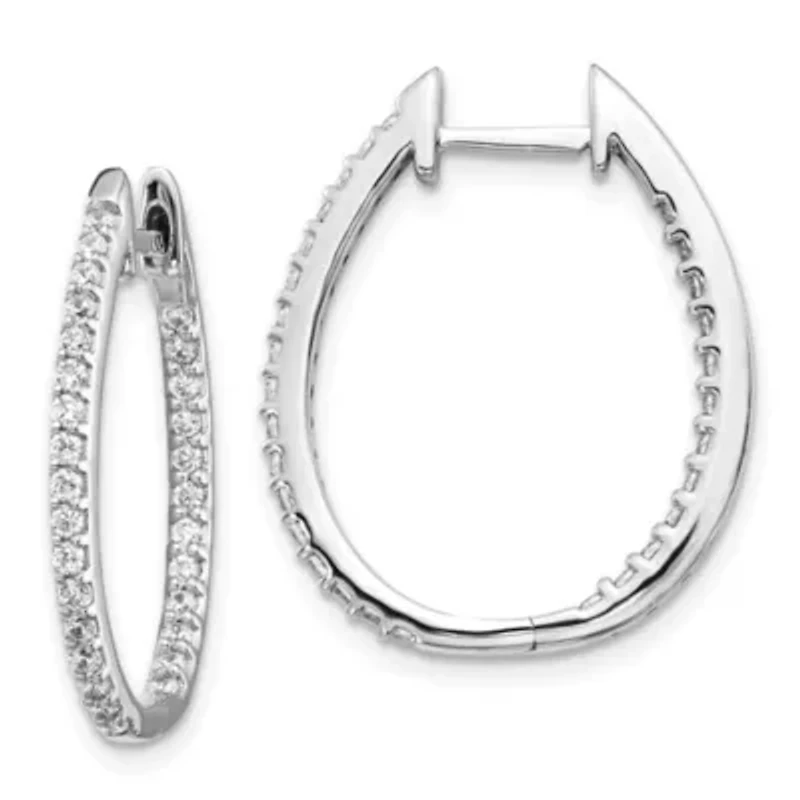 Lab Created 3/4 ct. t.w. Oro Spotlight Lab Grown Diamond In/Out Hinged Hoop Earrings in 14K White Gold