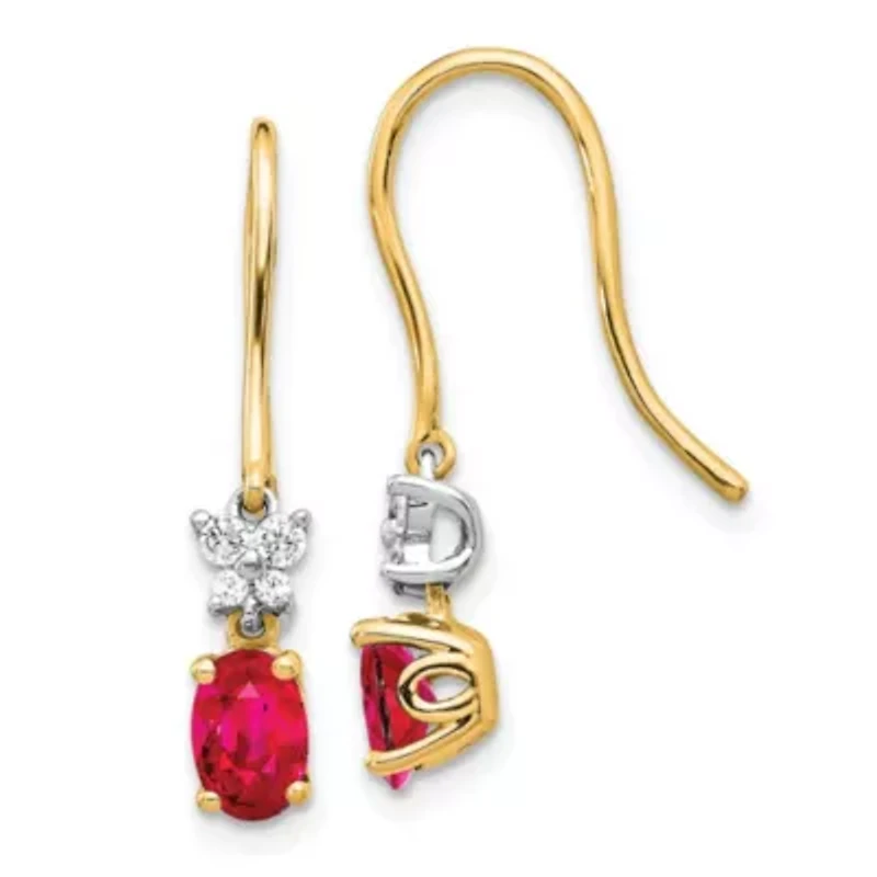 1.2 ct. t.w. Ruby and 1/8 ct. t.w. Diamond Earrings in 14K Two-tone